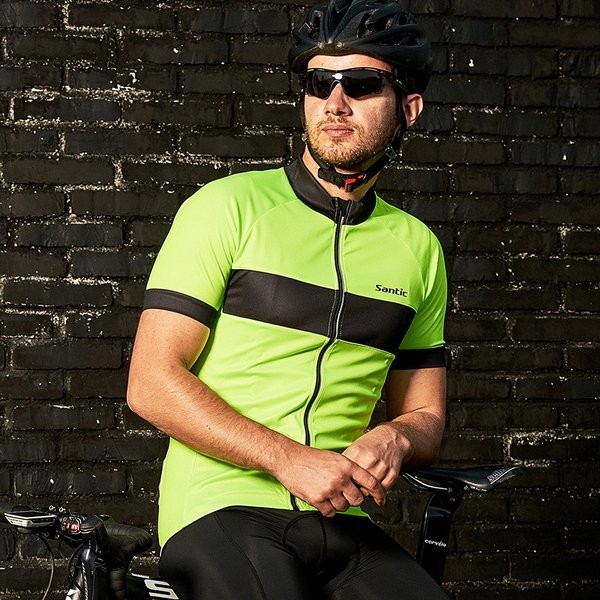 MANS CYCLING JERSEY GREEN BLK L