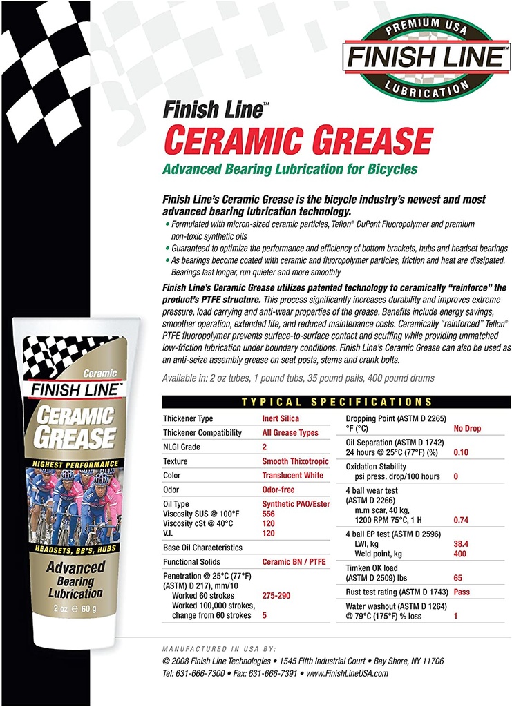FINISH LINE CERAMIC GREASE BICYCLE GREASE