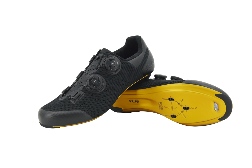 FLR FNT-9 Knit Road Shoes (Midnight Gold, Black)