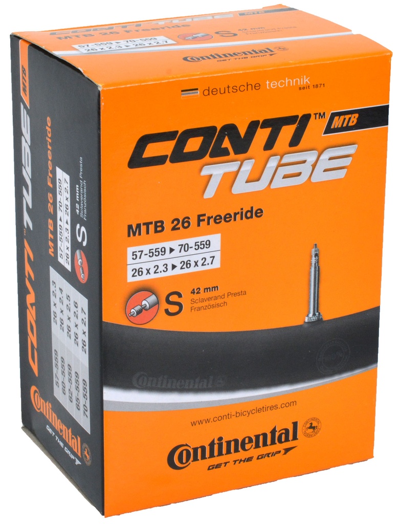 CONTINENTAL MTB 26 Freeride, 2.3"/2.7" 42mm Presta Valve (Black)