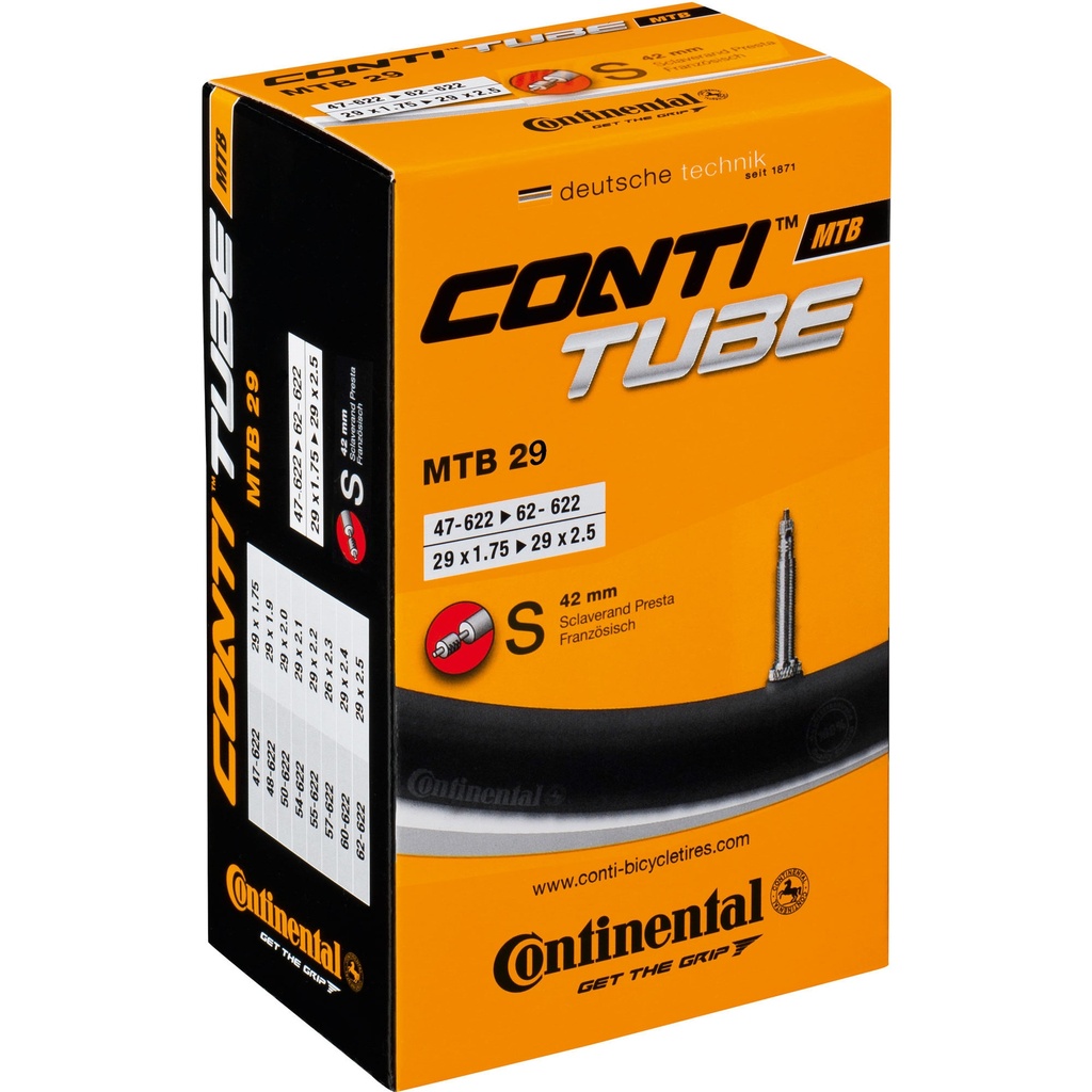 CONTINENTAL MTB 29, 1.75&quot;/2.5&quot; 42mm Presta Valve (Black)