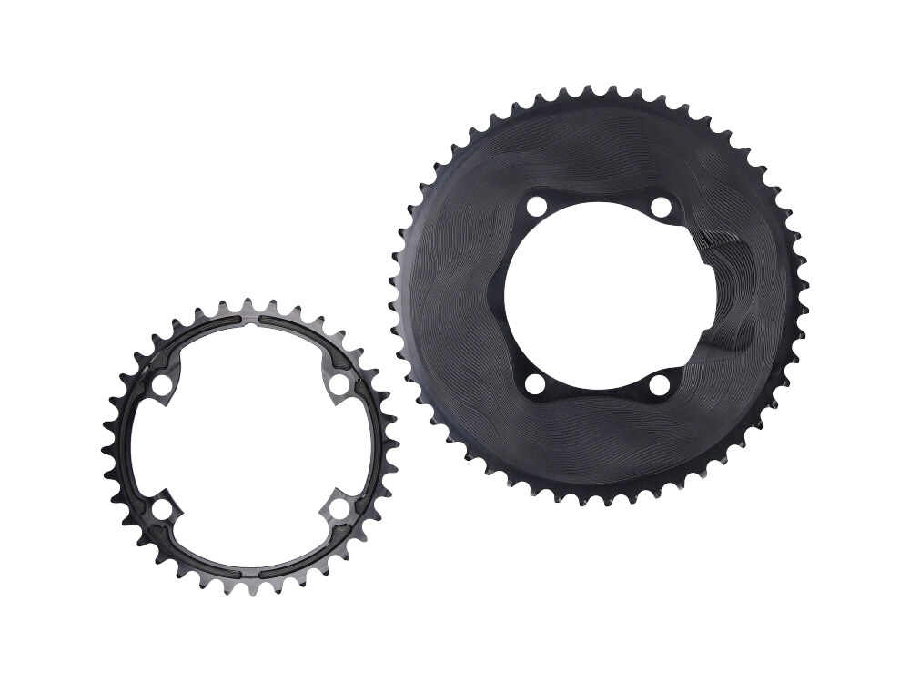 ALUGEAR Chainring Set 2x11speed Round for 110 BCD 4b Shimano Asymmetric (52T-36T ,Black)