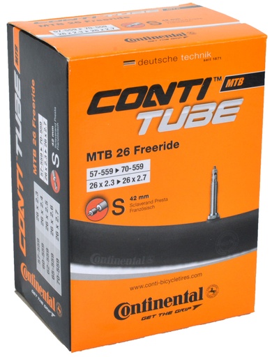 CONTINENTAL MTB 26 Freeride, 2.3&quot;/2.7&quot; 42mm Presta Valve (Black)